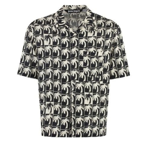 Palm Angels Black Printed Viscose Shirt Sz. 48​​​​​​​